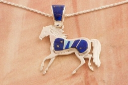 Calvin Begay Genuine Blue Lapis Sterling Silver Horse Pendant